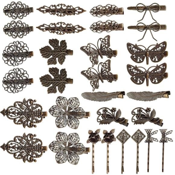 inSowni 30 Pack/15 Pairs Small Cute Decorative Bronze Metal Vintage Alligator - Picture 1 of 6